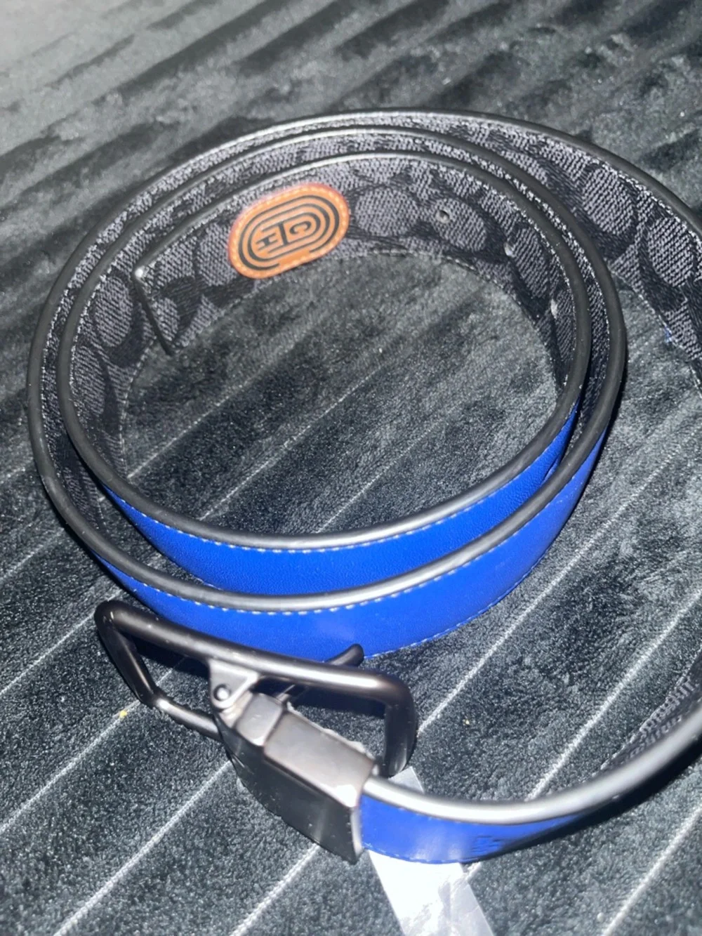 Coach Blue and Black Reversible Logo Belt - Picture 3 of 3